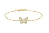 14KT Gold Plated Butterfly Bracelet with CZs -7.25"